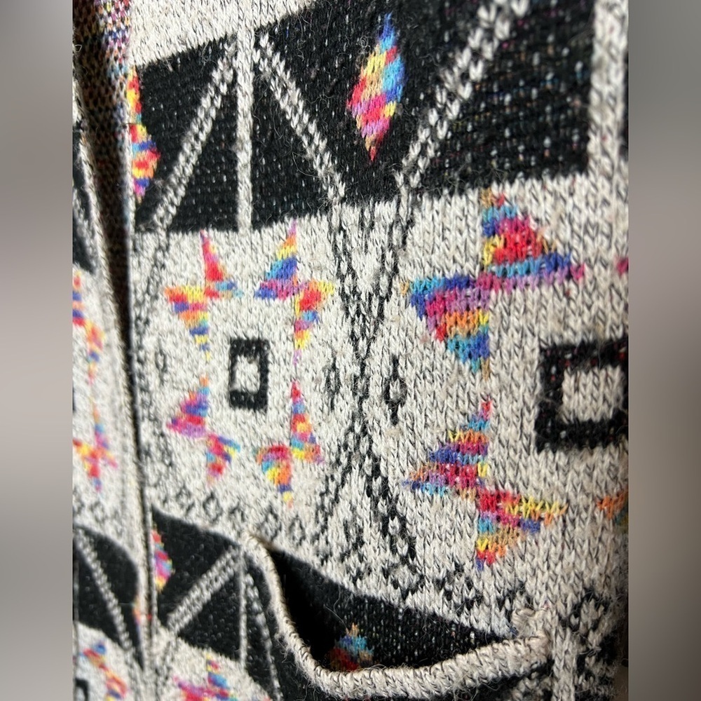 B13.01 Vintage Open knee length sweater w/pockets Aztec Colors/Pattern (XL) - Picture 7 of 7